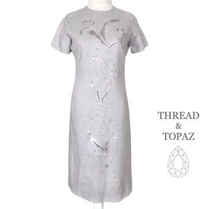 Vintage 60’s Light Grey Shift Dress W Cutwork & Appliqué